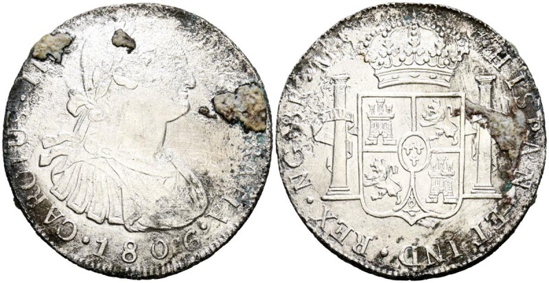 CARLOS IV (1788-1808). 8 Reales. (Ar. 25,56g/39mm). 1806. Guatemala M. (Cal-2019...