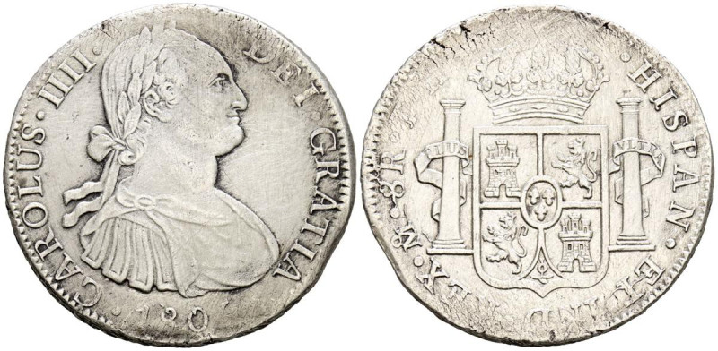 CARLOS IV (1788-1808). 8 Reales. (Ar. 26,97g/39mm). 1804. México TH. (Cal-2019-9...