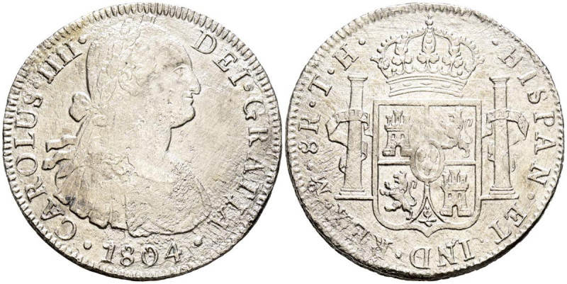 CARLOS IV (1788-1808). 8 Reales. (Ar. 23,65g/39mm). 1804. México TH. (Cal-2019-9...