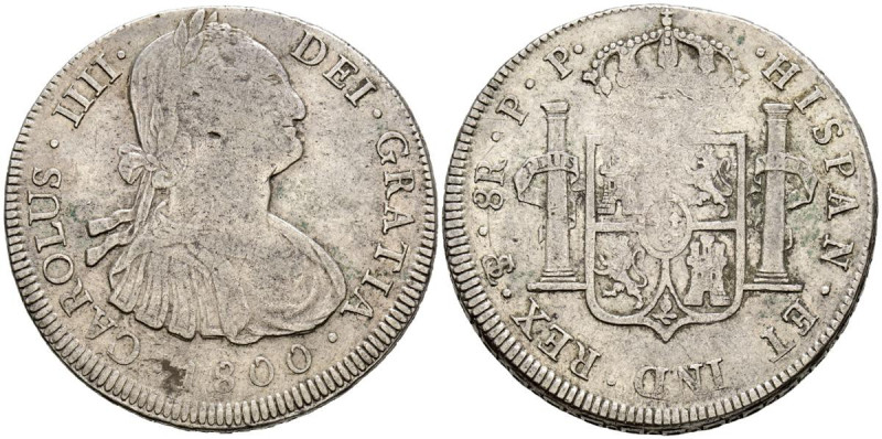 CARLOS IV (1788-1808). 8 Reales. (Ar. 26,83g/41mm). 1800. Potosí PP. (Cal-2019-1...