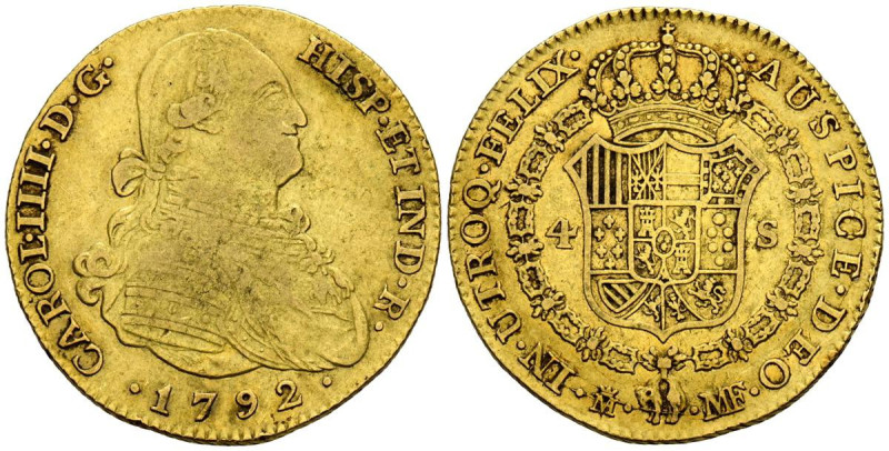 CARLOS IV (1788-1808). 4 Escudos. (Au. 13,30g/29mm). 1792. Madrid MF. (Cal-2019-...