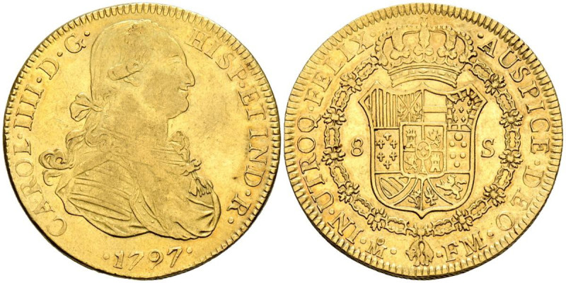 CARLOS IV (1788-1808). 8 Escudos. (Au. 27,01g/37mm). 1797. México FM. (Cal-2019-...