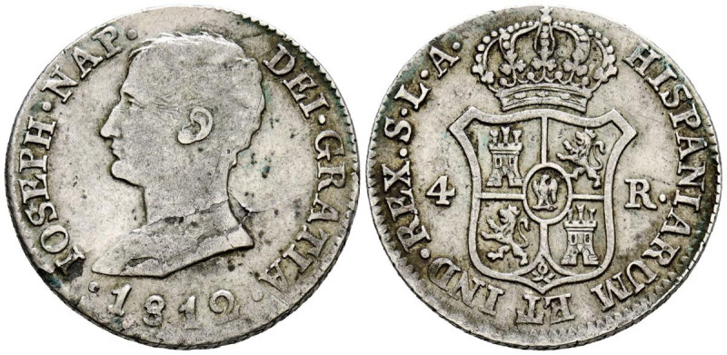 JOSÉ NAPOLEÓN (1808-1813). 4 Reales. (Ar. 5,95g/26mm). 1812. Sevilla LA. (Cal-20...