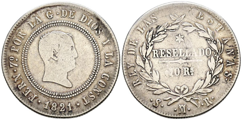 FERNANDO VII (1808-1833). 10 Reales. (Ar. 13,20g/33mm). 1821. Madrid SR. (Cal-20...