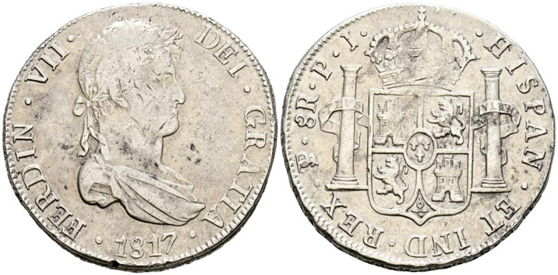 FERNANDO VII (1808-1833). 8 Reales. (Ar. 26,84g/38mm). 1817. Potosí PJ. (Cal-201...