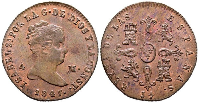 ISABEL II (1833-1868). 4 Maravedís. (Ae. 4,43g/23mm). 1847. Jubia. (Cal-2019-73)...