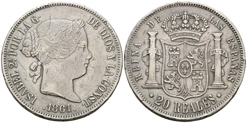 ISABEL II (1833-1868). 20 Reales. (Ar. 26,00g/37mm). 1861. Madrid. (Cal-2019-619...