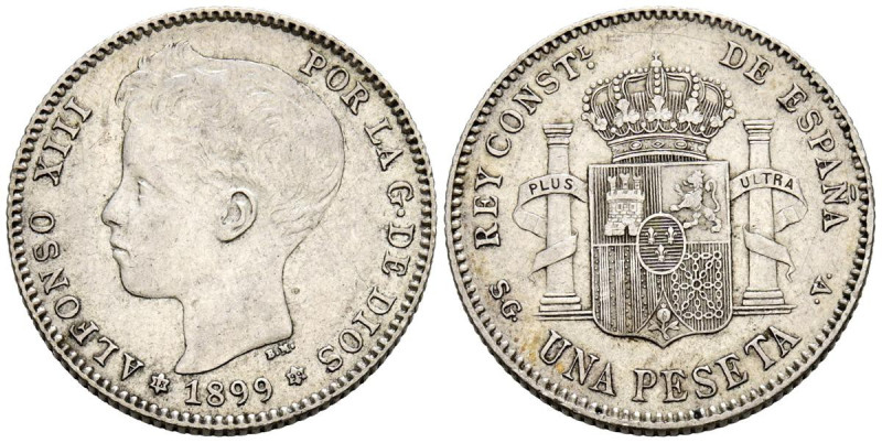 ALFONSO XIII (1885-1931). 1 Peseta. (Ar. 5,25g/23mm). 1899 *18-99. Madrid SGV. (...