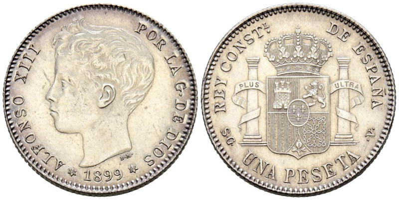 ALFONSO XIII (1885-1931). 1 Peseta. (Ar. 5,05g/23mm). 1899 *18-99. Madrid SGV. (...