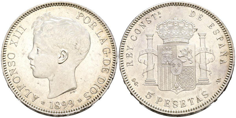 ALFONSO XIII (1885-1931). 5 Pesetas. (Ar. 25,05g/37mm). 1899 *18-99. Madrid SGV....