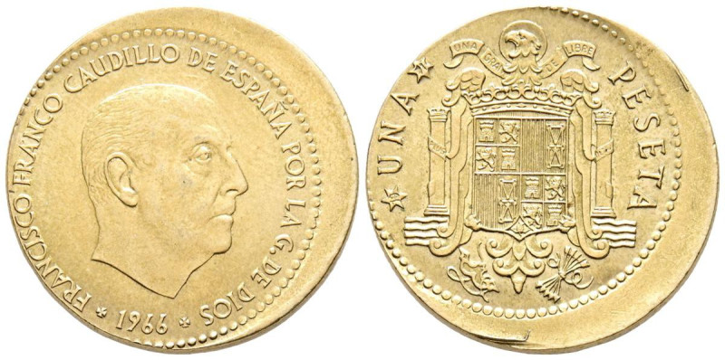 ESTADO ESPAÑOL (1936-1975). 1 Peseta. (Al-Ae. 3,52g/22mm). 1966 *19-71. Madrid. ...