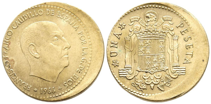 ESTADO ESPAÑOL (1936-1975). 1 Peseta. (Al-Ae. 3,46g/21mm). 1966 *19-71. Madrid. ...