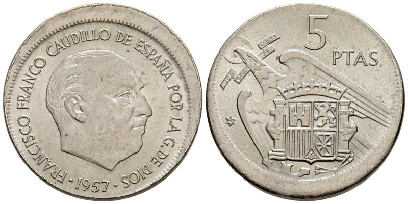 ESTADO ESPAÑOL (1936-1975). 5 Pesetas. (Ae-Ni. 5,61g/24mm). 1957 *67. (Cal-2019-...