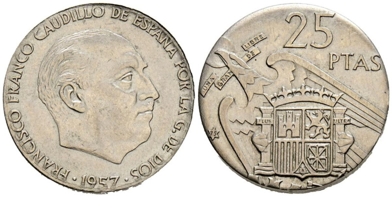 ESTADO ESPAÑOL. 25 Pesetas (Ni. 6,29g/18mm). 1957 *75. (Cal-2019-130). Acuñado e...