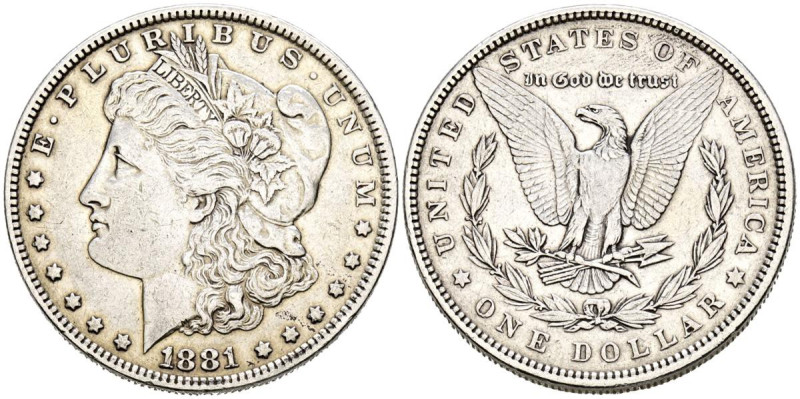 ESTADOS UNIDOS. 1 Dollar. (Ar. 26,63g/38mm). 1881. Philadelphia. (Km#110). MBC+....