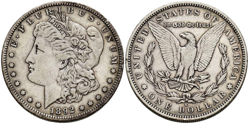 ESTADOS UNIDOS. 1 Dollar. (Ar. 26,58g/38mm). 1892. San Francisco S. (Km#110). MB...