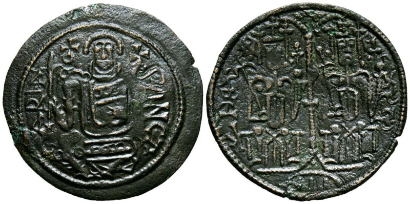 HUNGRIA, Bela III. Follis, tipo Trachy (cóncavo). (Ae. 2,91g/27mm). 1172-1196. (...