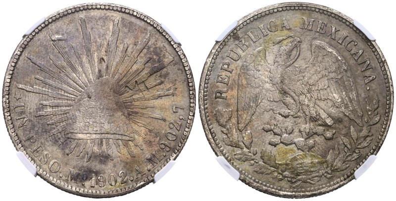 MÉXICO. 1 Peso. (Ar. 27,07g/38mm)*. 1902. México AM. (Km#409.2). Encapsulado por...