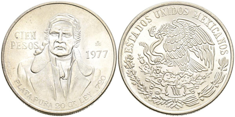 MÉXICO. 100 Pesos. (Ar. 27,70g/39mm). 1977. (K# 483.1). EBC+.