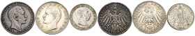 MONEDAS EXTRANJERAS. Conjunto de 3 monedas de plata de Alemania (2) y Austria (1). Diferentes módulos, fechas así como estados de conservación. A EXAM...