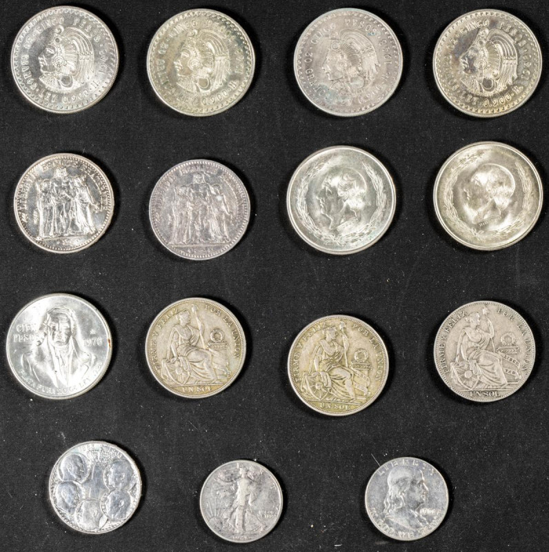 MONEDAS EXTRANJERAS. Interesante conjunto de 29 monedas de plata con variedad de...