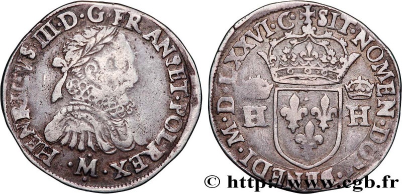 HENRY III
Type : Teston, 3e type, col fraisé 
Date : 1576 
Mint name / Town : To...