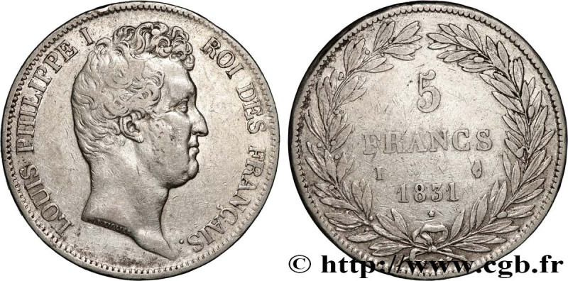 LOUIS-PHILIPPE I
Type : 5 francs type Tiolier avec le I, tranche en creux 
Date ...