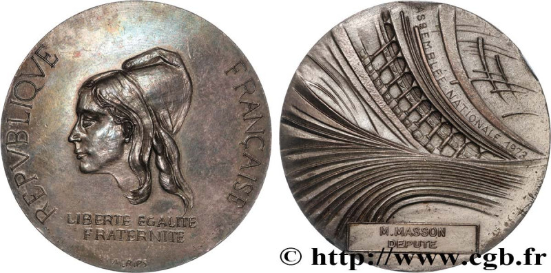 V REPUBLIC
Type : Médaille, Assemblée nationale 
Date : 1975 
Metal : silver 
Mi...