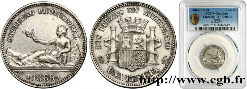 SPAIN
Type : 1 Peseta monnayage provisoire avec mention “Gobierno Provisional” 
...