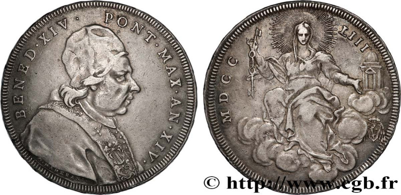 ITALY - PAPAL STATES - BENEDICT XIV (Prospero Lambertini)
Type : Scudo an XIV 
D...