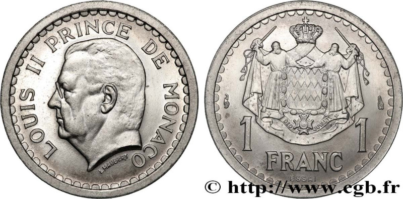 MONACO - PRINCIPALITY OF MONACO - LOUIS II
Type : Essai de 1 Franc aluminium  
D...