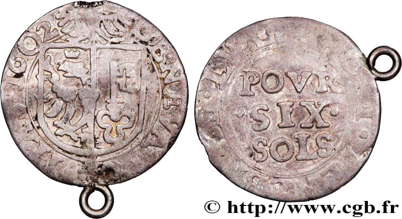 SWITZERLAND - REPUBLIC OF GENEVA
Type : 6 Sols 
Date : 1602 
Mint name / Town : ...