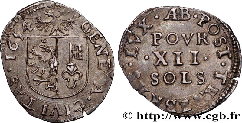 SWITZERLAND - REPUBLIC OF GENEVA
Type : 12 Sols 
Date : 1654 
Mint name / Town :...