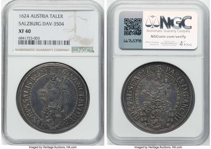 Salzburg. Paris von London Taler 1624 XF40 NGC, KM87, Dav-3504. HID09801242017 ©...