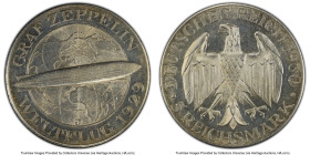 Weimar Republic "Zeppelin" 5 Mark 1930-J MS62 PCGS, Hamburg mint, KM68, J-343. Graf Zeppelin flight commemorative. HID09801242017 © 2024 Heritage Auct...