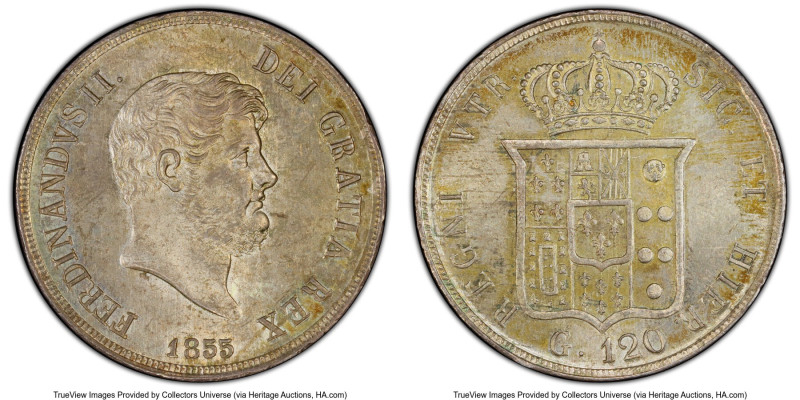 Naples. Ferdinando II 120 Grana 1855 MS63 PCGS. KM370. HID09801242017 © 2024 Her...