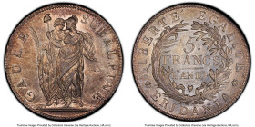 Piedmont Republic. Republic 5 Francs L'AN 10 (1801) MS62 PCGS, KM-C4. Mintage: 33,000. HID09801242017 © 2024 Heritage Auctions | All Rights Reserved