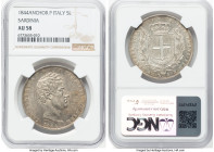 Sardinia. Carlo Alberto 5 Lire 1844 (Anchor)-P AU58 NGC, Genoa mint, KM130.2, Dav-136. Only 9 examples of the type have been certified by NGC. HID0980...