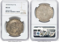 Kingdom. Vittorio Emanuele II 5 Lire 1875-R MS64 NGC. Rome mint, KM8.4. HID09801242017 © 2024 Heritage Auctions | All Rights Reserved