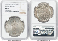 Bern. City Taler 1798 MS65 NGC, KM165, Dav-1760A. This radiant coin features gem-quality luster and a light surface tone. The assigned grade is justif...