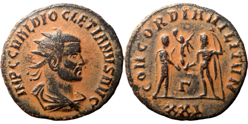 Diocletian. (285 AD). Æ Antoninian. Obv: IMP C C VAL DIOCLETIANVS P F AVG. radia...