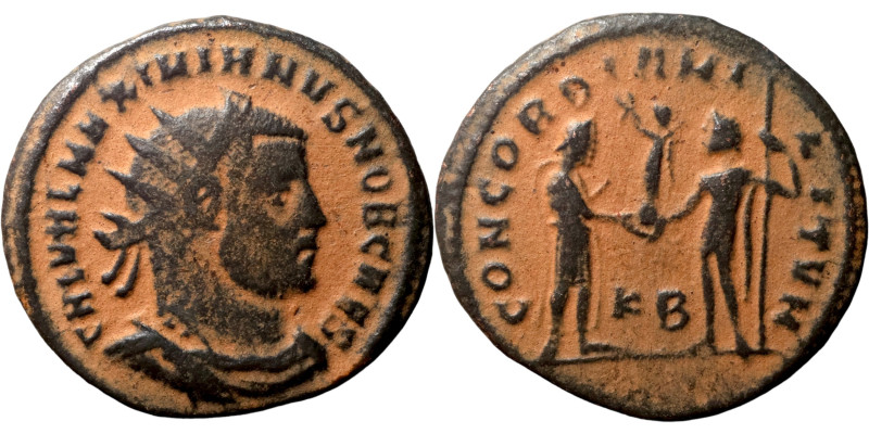 Maximianus. (286-305 AD). Æ Antoninian. Obv: IMP C M A MAXIMIANVS P F AVG. radia...