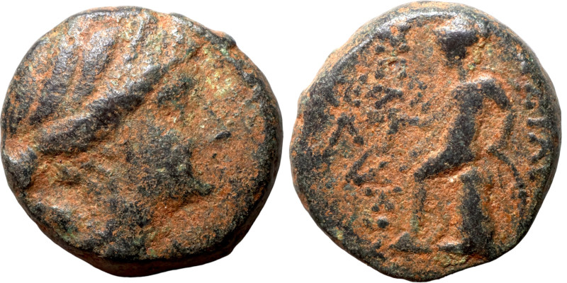 Seleukid Kingdom Greek coin 1-4 Century Bronze

14mm 3,40g

Artifically sand...