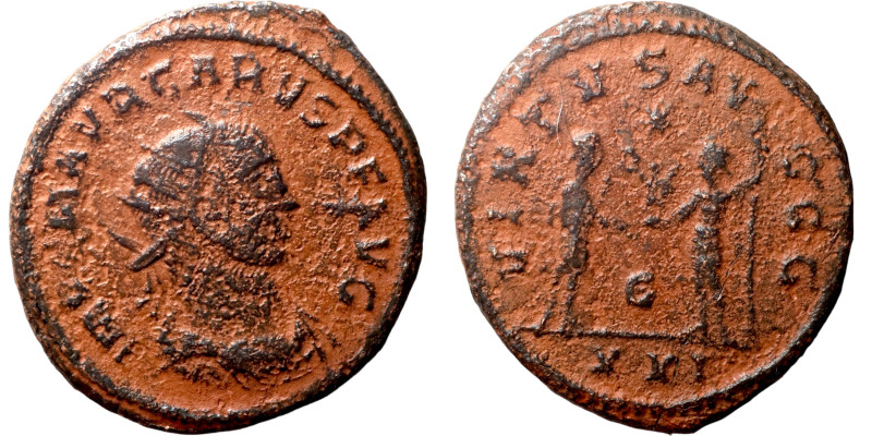 Carus, 282-283. Antoninian Antiochia; Drapierte Büste r. mit Strahlenbinde//Kais...