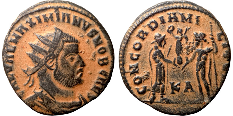 Maximianus. (286-305 AD). Æ Antoninian. Obv: IMP C M A MAXIMIANVS P F AVG. radia...