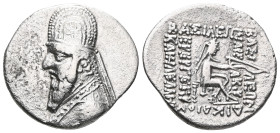 KINGS OF PARTHIA. Mithradates II (121-91 BC). AR Drachm. Rhagae.Obv: Diademed and draped bust left.Rev: ΒΑΣΙΛΕΩΣ / ΒΑΣΙΛΕΩΝ / ΜΕΓΑΛΟΥ / ΑΡΣΑΚΟΥ ΕΠΙΦΑΝ...