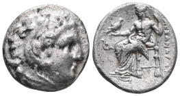 Kingdom of Macedon. Alexander III 'the Great' AR Drachm. circa 320-301 BC.Head of Herakles right, wearing lion skin headdressRev: Zeus Aëtophoros seat...