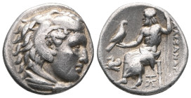 Greek Kingdom of Macedon. Alexander III 'the Great' AR Drachm.  circa 325-323 BC.Struck under Philoxenos.Head of Herakles right, wearing lion's skinRe...