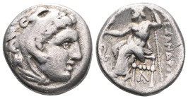 Greek Kingdom of Macedon. Alexander III 'the Great' AR Drachm.  circa 325-323 BC.Struck under Philoxenos.Head of Herakles right, wearing lion's skinRe...