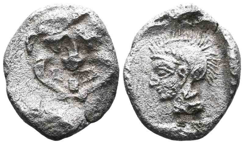 Greek
PISIDIA. Selge. Obol (Circa 350-300 BC).
Facing gorgoneion.
Rev. Helmet...